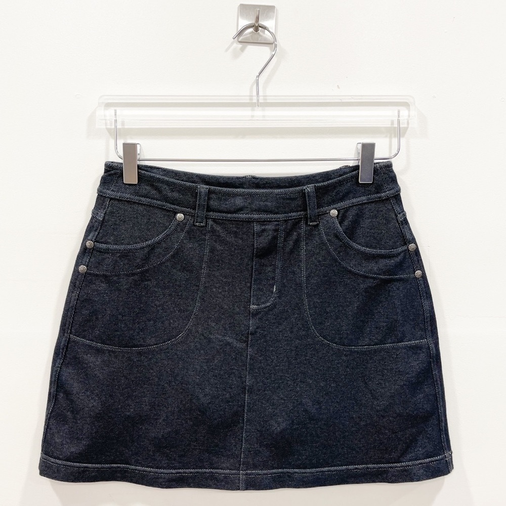 Athleta Bettona Faux Knit Denim Skort Black Cotton